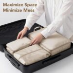 Compression Travel Cubes Set 4,Space-Saving & Stylish Minimalist Design Lightweight,Traval organizer bags for luggage,Packing Cubes for Travel(Beige) - Image 7