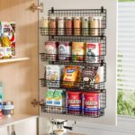 X-cosrack Upgraded Spice Rack Organizer - Wall Mounted Large 4-Tier Stackable Spice Storage with 5 Hooks, Holds 80 Jars, for Kitchen Pantry Organization (Patent:D909138S) - Image 4