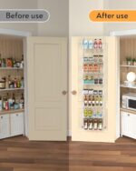 TIMEBAL 8 Tier Over the Door Pantry Organizer, and Storage Rack with 8 Full Baskets, Metal Hanging & Wall Mounted Kitchen Storage Spice Rack, Bathroom Over Door Organizer-White - Image 9