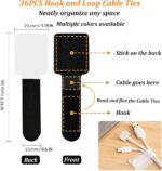 36PCS Cable Organizer Hook and Loop Cable Ties, Self Adhesive Hook and Loop Cable Straps Sticky-back Cable Management Cord Organizer Cable Clip for Household & Office Essentials (White*36) - Image 3