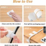 36PCS Cable Organizer Hook and Loop Cable Ties, Self Adhesive Hook and Loop Cable Straps Sticky-back Cable Management Cord Organizer Cable Clip for Household & Office Essentials (White*36) - Image 5