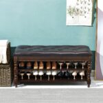 Shoe Storage Bench with Cushion, Entry Bench with Storage Solid Wood Shoe Bench Ideal for Entryway Living Room and Corridor (Walnut 39.4'') - Image 9
