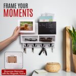 Spacelog Key and Mail Holder for Wall with Chalkboard – Magnetic Picture Frame Key Holder Wall Mount, White, Dual Storage & Cupboards - Image 3