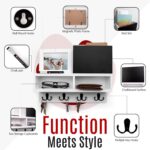 Spacelog Key and Mail Holder for Wall with Chalkboard – Magnetic Picture Frame Key Holder Wall Mount, White, Dual Storage & Cupboards - Image 4