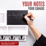 Spacelog Key and Mail Holder for Wall with Chalkboard – Magnetic Picture Frame Key Holder Wall Mount, White, Dual Storage & Cupboards - Image 6