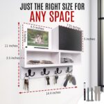 Spacelog Key and Mail Holder for Wall with Chalkboard – Magnetic Picture Frame Key Holder Wall Mount, White, Dual Storage & Cupboards - Image 8