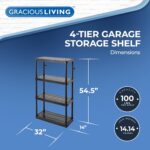 Gracious Living 4 Shelf Fixed Height Ventilated Medium Duty Storage Unit 14 x 32 x 54.5" Organizer System for Home, Garage, Basement, & Laundry, Black - Image 3