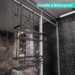 HapiRm Hanging Shower Caddy Over the Door with Soap Holder, No Drilling Adhesive Shower Organizer with 11 Hooks, Rustproof & Waterproof 304 Stainless Steel Bathroom Shelves - Black - Image 3