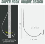 20pcs Super Hook Picture Hangers and Office Pack, Drywall Hooks for Hanging Pictures, Wall Hooks, Picture Hangers, Picture Hanging Kit，Hang Art, Clock, Shelves, Mirrors - Image 3