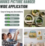 20pcs Super Hook Picture Hangers and Office Pack, Drywall Hooks for Hanging Pictures, Wall Hooks, Picture Hangers, Picture Hanging Kit，Hang Art, Clock, Shelves, Mirrors - Image 8
