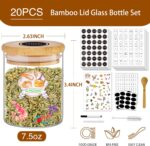 SLifeJars-Spice Jars with Label, 7.5 oz 20pcs Spice Containers Glass Jars with Bamboo Lids, Seasoning Containers Bottles,Airtight Empty Spice Jars for Spice Rack, Drawer,Cabinet,Pantry - Image 3
