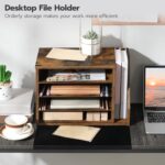 HOOBRO Mail Sorter, Literature Organizer with Adjustable Shelves, Paper Organizer for Office, Home, Wood Countertop File Holders, Mails, Magazines, Rustic Brown FG41WF01 - Image 3