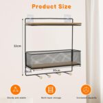 Key Holder Wall Mount, Self Adhesive Wall Organizer Key and Mail Holder Includes 4 Key Hooks, Mail Organizer Tray, Wooden Shelf for Entryway, Hallway, Kitchen, Living Room, Office - Image 3