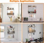 Key Holder Wall Mount, Self Adhesive Wall Organizer Key and Mail Holder Includes 4 Key Hooks, Mail Organizer Tray, Wooden Shelf for Entryway, Hallway, Kitchen, Living Room, Office - Image 7