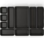Simple Houseware Interlocking Desk Drawer Bins Organizer, 10 Packs, Black - Image 10