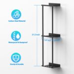 Towel Rack for Bathroom, Wall Mounted Vertical Rolled Towel Storage Organizer Holder with Shelf, Holds Up 6 Large Bath Sheets, Black - Image 3