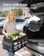 HOTOR Car Trunk Organizer - Foldable Trunk Organizer for SUV, Car Storage with Reflective Strips & Securing Cover, Large Capacity Car Accessories for Truck, Van & Sedan, Black, 22.1" x 12.6" x 11.0" - Image 4