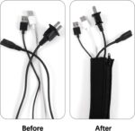 4 Pack Cable Management Sleeves Flexible Cord Management Wire Wrap Covers Black - Image 5