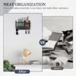 Nekon Key Holder Wall Mount with Mail Slot, 11.8" W x 7.5" H x 3.1" D Modern Farmhouse Key and Mail Organizer with 5 Hooks for Home Decor (Black) - Image 5