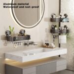 VOLPONE Corner Shower Caddy Suction Cup Shower Shelf Corner No Drilling Bathroom Shower Organizer Storage Rack Adhesive with Towel Bar Hooks(2-Pack, Gray) - Image 3