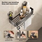 VOLPONE Corner Shower Caddy Suction Cup Shower Shelf Corner No Drilling Bathroom Shower Organizer Storage Rack Adhesive with Towel Bar Hooks(2-Pack, Gray) - Image 4