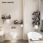 VOLPONE Corner Shower Caddy Suction Cup Shower Shelf Corner No Drilling Bathroom Shower Organizer Storage Rack Adhesive with Towel Bar Hooks(2-Pack, Gray) - Image 5