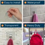GLUIT Adhesive Wall Hooks for Hanging Heavy Duty 22 lbs Hooks for Walls No Damage, Towel Sticky Clear Hook, Waterproof, Home, Bathroom, Kitchen, Office, and Outdoor 12 Pack - Image 5