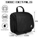 Goloni Hanging Toiletry Bag with Hook, Large Makeup Bag Travel Organizer, Water-Resistant Hanging Cosmetic Bag with 10 Compartments for Women & Men,Black - Image 3