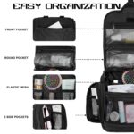 Goloni Hanging Toiletry Bag with Hook, Large Makeup Bag Travel Organizer, Water-Resistant Hanging Cosmetic Bag with 10 Compartments for Women & Men,Black - Image 4