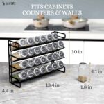 4-Tier Spice Rack Organizer Set – Wall Mounted or Countertop – Includes 28 Glass Spice Jars, 386 Spice Labels, Funnel, and Chalk Marker – Kitchen Spice Storage Solution - Image 5