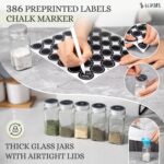 4-Tier Spice Rack Organizer Set – Wall Mounted or Countertop – Includes 28 Glass Spice Jars, 386 Spice Labels, Funnel, and Chalk Marker – Kitchen Spice Storage Solution - Image 7