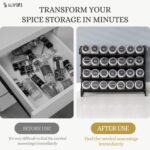 4-Tier Spice Rack Organizer Set – Wall Mounted or Countertop – Includes 28 Glass Spice Jars, 386 Spice Labels, Funnel, and Chalk Marker – Kitchen Spice Storage Solution - Image 8