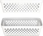 Glad Plastic Storage Basket Set - Multipurpose Drawer Trays, Kitchen Pantry Containers, and Bathroom Bins - 6 Pack Medium Organizers, White - Image 5