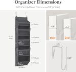Lifewit 1 Pack Over the Door Organizer, Clear Window Hanging Storage with 4 Mesh Side Pockets, Anti Tilt 40 lbs Load Behind Door for Pantry, Nursery, Bathroom, Bedroom, Dorm, 5 Section, Gray - Image 3