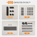 EUREKA ERGONOMIC Metal 316 PCS Cable Management Organizer Kit Cable Raceways, 6 Cable Holder, 4 Cord Sleeve, 60 Wire Clips, 2 Roll Self Adhesive Wire Ties, 100 Zip Ties Under PC Desk, Black - Image 5