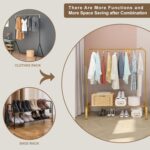 JIUYOTREE Metal 43.3 Inches Garment Rack with Bottom Shelf Clothing Rack for Hanging Clothes Coats Skirts Shirts Sweaters Gold - Image 7