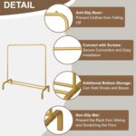 JIUYOTREE Metal 43.3 Inches Garment Rack with Bottom Shelf Clothing Rack for Hanging Clothes Coats Skirts Shirts Sweaters Gold - Image 8