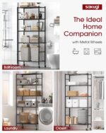 Storage Shelves Organizer - 5 Tier Metal Shelf Organizer with Metal Wheels and Adjustable Leveling Feet, Heavy Duty Garage Shelving for Kitchen, Pantry and Closet, 33.1"x12.6"x73.5", Black - Image 5