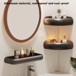 VOLPONE Corner Shower Caddy with Razor Holder Adhesive Shower Shelf Corner No Drilling (adhesive mounting, no suction cup) Bathroom Shower Organizer Storage Rack (2-Pack, Black) - Image 3