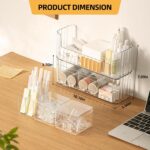 2-Tier Stackable Medicine Cabinet Organizer, Narrow Bathroom Makeup Organizer with Lipstick Holders & Cotton Swab Cases, Clear Countertop Shelf for Mirror Cabinet and Vanity - Image 3