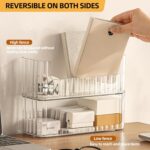 2-Tier Stackable Medicine Cabinet Organizer, Narrow Bathroom Makeup Organizer with Lipstick Holders & Cotton Swab Cases, Clear Countertop Shelf for Mirror Cabinet and Vanity - Image 6