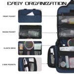 Goloni Hanging Toiletry Bag with Hook, Large Makeup Bag Travel Organizer, Water-Resistant Hanging Cosmetic Bag with 10 Compartments for Women & Men,Blue - Image 4