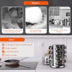 DOUBLE 2 C Revolving Countertop Spice Rack Stainless Steel Seasoning Storage Organization,Spice Carousel Tower for Kitchen Set of 16 Jars (16Jars) - Image 7