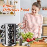 DOUBLE 2 C Revolving Countertop Spice Rack Stainless Steel Seasoning Storage Organization,Spice Carousel Tower for Kitchen Set of 16 Jars (16Jars) - Image 8