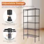Sweetcrispy 5-Shelf Storage Shelving Unit, Adjustable Metal Wire Racks Heavy Duty Standing Shelf Organizer for Kitchen, Closet, Pantry, Garage, Bathroom, Laundry (13.8" D x 35.4" W x 69.3" H) - Image 5