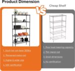 Sweetcrispy 5-Shelf Storage Shelving Unit, Adjustable Metal Wire Racks Heavy Duty Standing Shelf Organizer for Kitchen, Closet, Pantry, Garage, Bathroom, Laundry (13.8" D x 35.4" W x 69.3" H) - Image 7