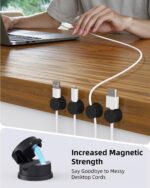 Cord Holder, Swiveling Cord Organizer, Magnetic Cable Clips for Desk, 6 Pack Cable Organizer for Nightstand, Adhesive Cable Holder Cable Management Clips for Car Home Office (Black) - Image 3