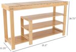 Lavish Home Shoe Storage Bench – 3-Tier Bamboo Shoe Rack – Mud Room Organization and Storage Bench with Natural Wood Seat for Boots and Sneakers - Image 4