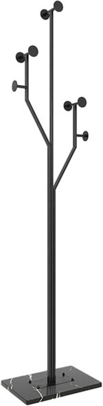 Freestanding Coat Rack Tree-shaped Metal Coat Tree with Heavy Duty Marble Base Corner Clothing Rack for Bedroom Entryway Hallway 14.96 x 10.24 x 68.9 Inches (Black) - Image 5