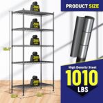 5-Tier Shelf 1010LBS Storage Shelves Adjustable Wire Shelving Metal Shelving Unit Storage Rack for Kitchen Pantry Closet Laundry School Commercial 59.4" Hx21.5 W x13.6 D - Image 4